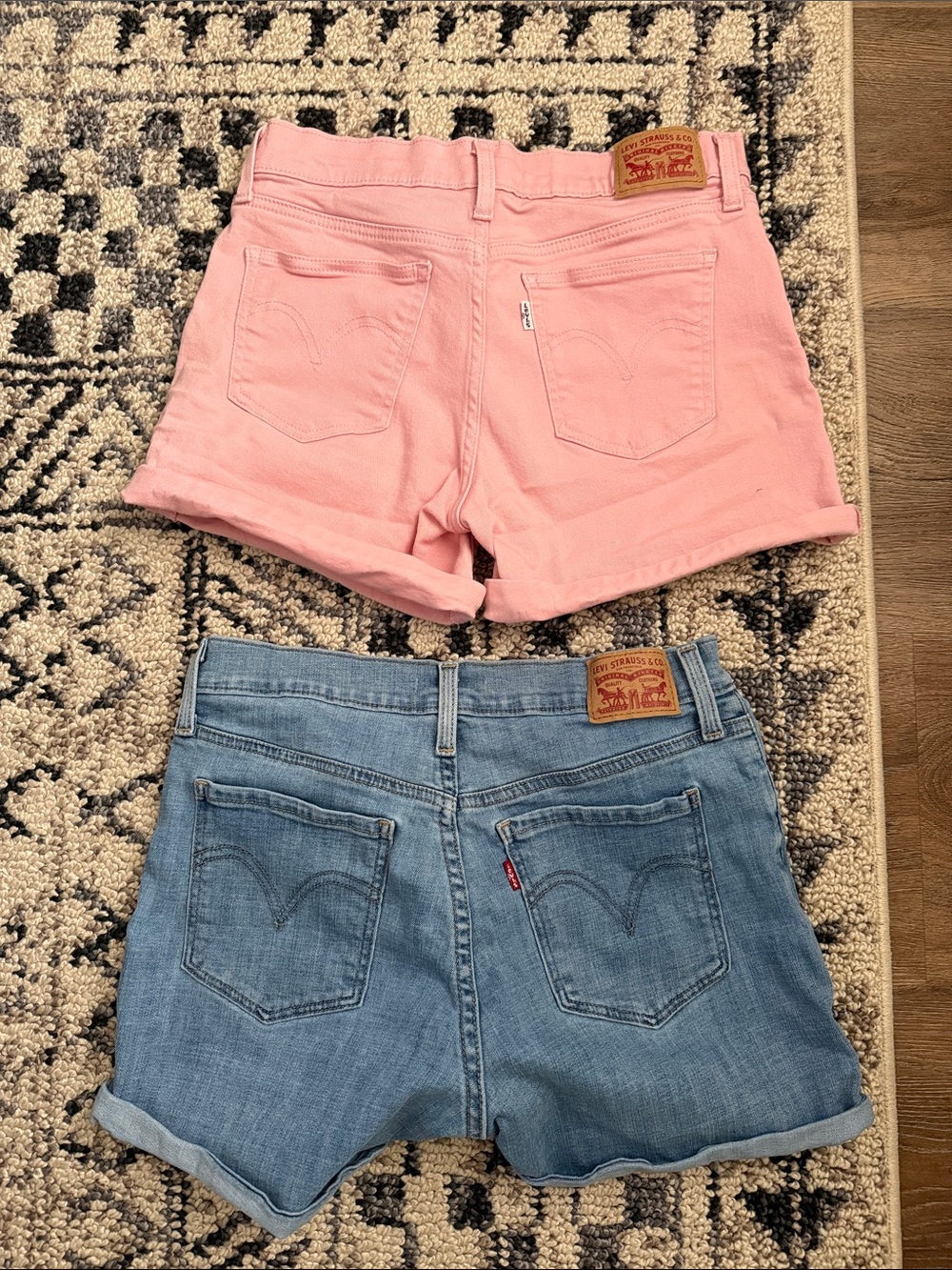 2 Pairs of Levi's Women's Pink & Blue Denim Shorts size 29